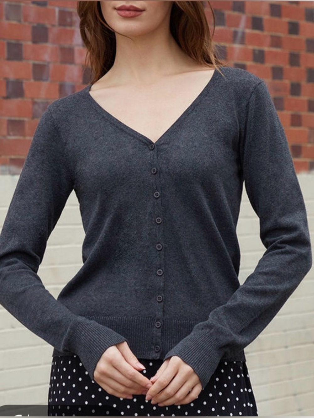 Zenana Outfitters Dark Charcoal V-Neck Button Cardigan